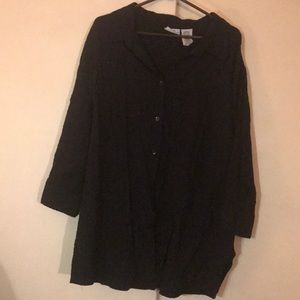 26W/28W Plus Size Black Crinkled Blouse
